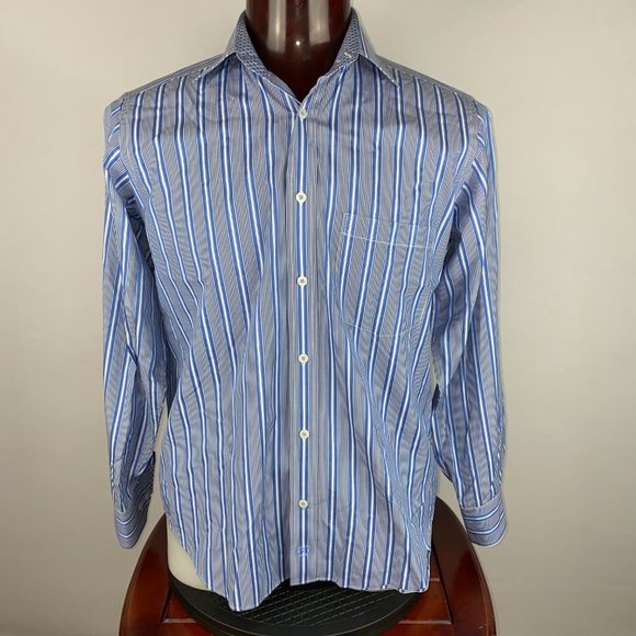 Bugatchi Uomo Mens M Striped Button Down Flip Cuff - Picture 3 of 12